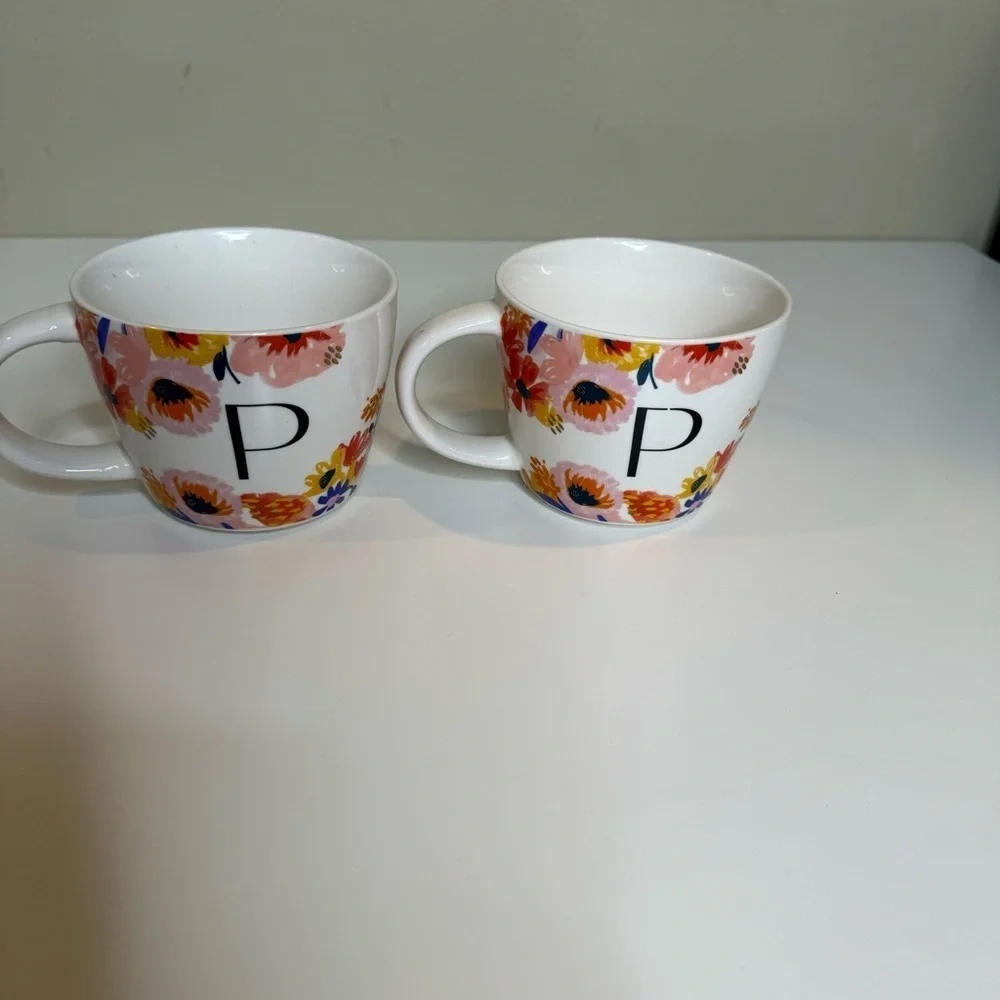 Opalhouse Coffee Mug Cup set of 2 Initial Letter P Monogram
